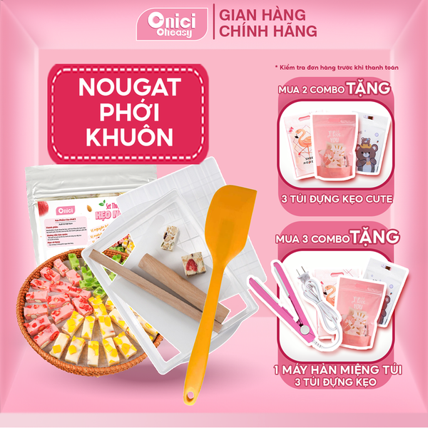 COMBO set kẹo nougat thượng hạng 60 viên & dụng cụ làm kẹo tự chọn Bếp Của Mẹ ONICI OHEASY