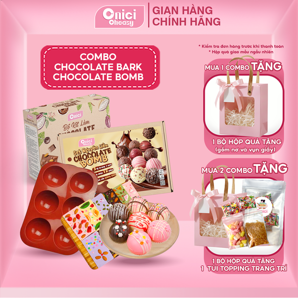 Combo socola chocolate bark và chocolate bomb 12 thanh và 12 bomb