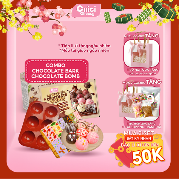 Combo socola chocolate bark và chocolate bomb 12 thanh và 12 bomb