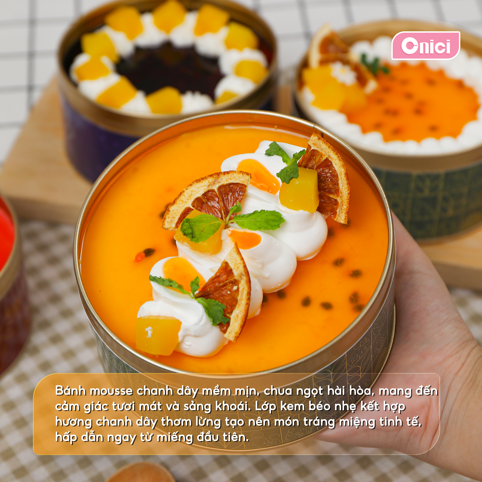  Set nguyên liệu Bánh mousse HỘP THIẾC 3 vị dâu, việt quất, chanh dây tự chọn thành phẩm 750ml/bánh 