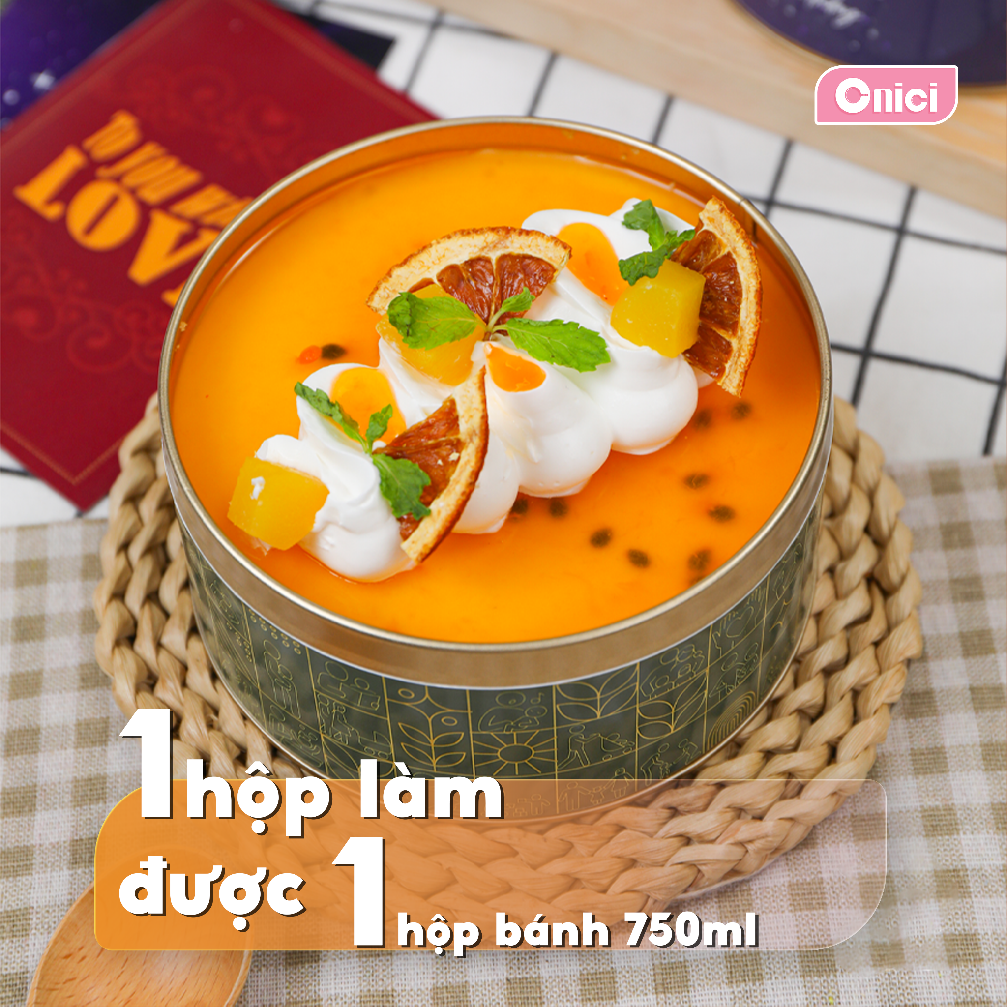  Set nguyên liệu Bánh mousse HỘP THIẾC 3 vị dâu, việt quất, chanh dây tự chọn thành phẩm 750ml/bánh 