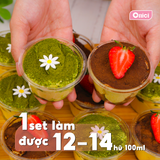  Set nguyên liệu làm Bánh tiramisu (set 2 vị) 12-14 hũ (100ml/hũ) hoặc 2 hộp giấy oval (750ml/hộp) 