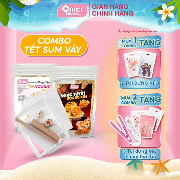 Combo Tết Bánh Bông Tuyết + Nougat Thượng Hạng Kèm dụng cụ