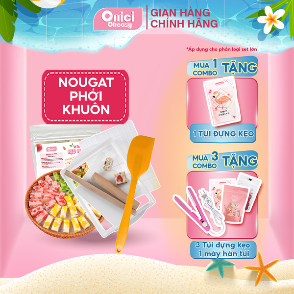 COMBO set kẹo nougat thượng hạng 60 viên & dụng cụ làm kẹo tự chọn Bếp Của Mẹ ONICI OHEASY