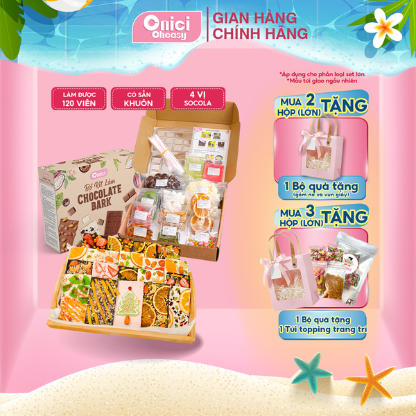 Set nguyên liệu làm Socola bark 120 VIÊN (Có Sẵn Khuôn)
