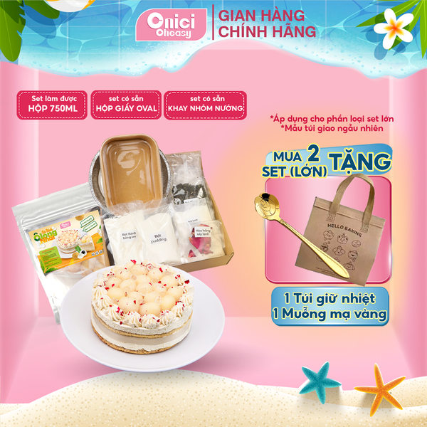 Set nguyên liệu Bánh ô long nhài kèm HỘP GIẤY ONICI thành phẩm 1 hộp bánh 750ml
