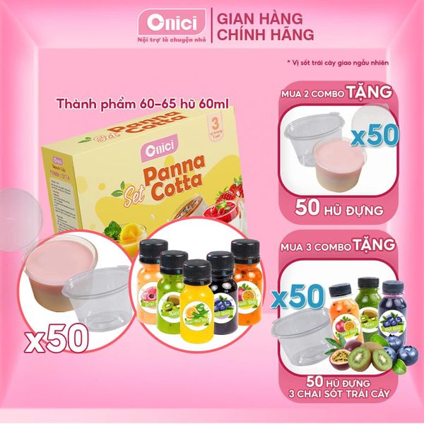 Combo Panna cotta +50 hũ đựng 60ml+ 5 chai sốt (70ml)