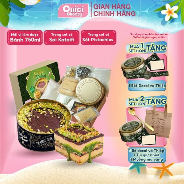 SET NGUYÊN LIỆU LÀM BÁNH TIRAMISU DUBAI HỘP THIẾC CAO CẤP | BẾP CỦA MẸ ONICI