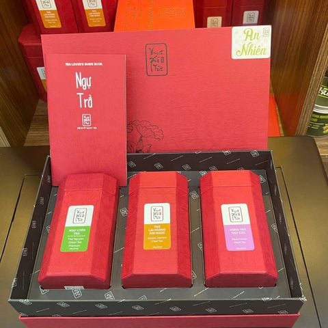 AN NHIÊN - Quà tặng trà an nhiên ( Ngự Uyển Trà+ Hồng Trà Thư Các+ Trà Nhài Hoàng Cung)