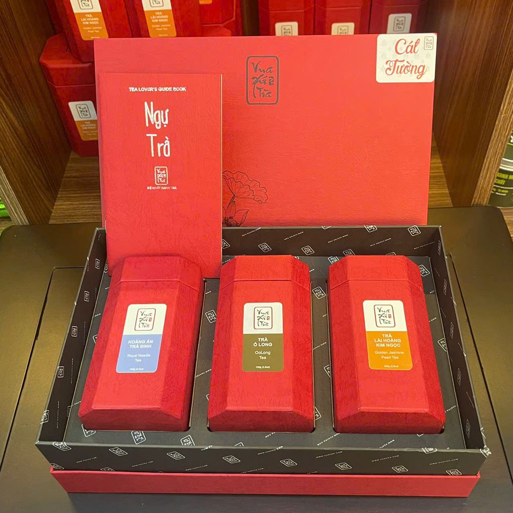 CÁT TƯỜNG - Quà tặng Phước Lộc Thọ ( Hoàng Ân Trà Đinh+Trà Ô Long Tứ Quý+Trà Nhài Hoàng Cung)