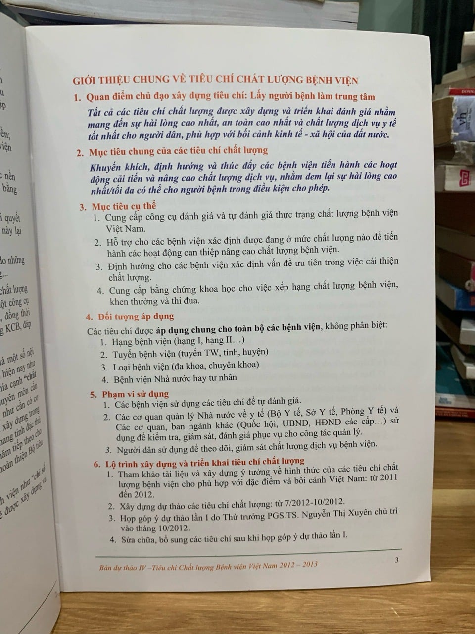 Tiêu chí chất lượng bệnh viện Việt Nam ( dự thảo IV) - Bộ y tế