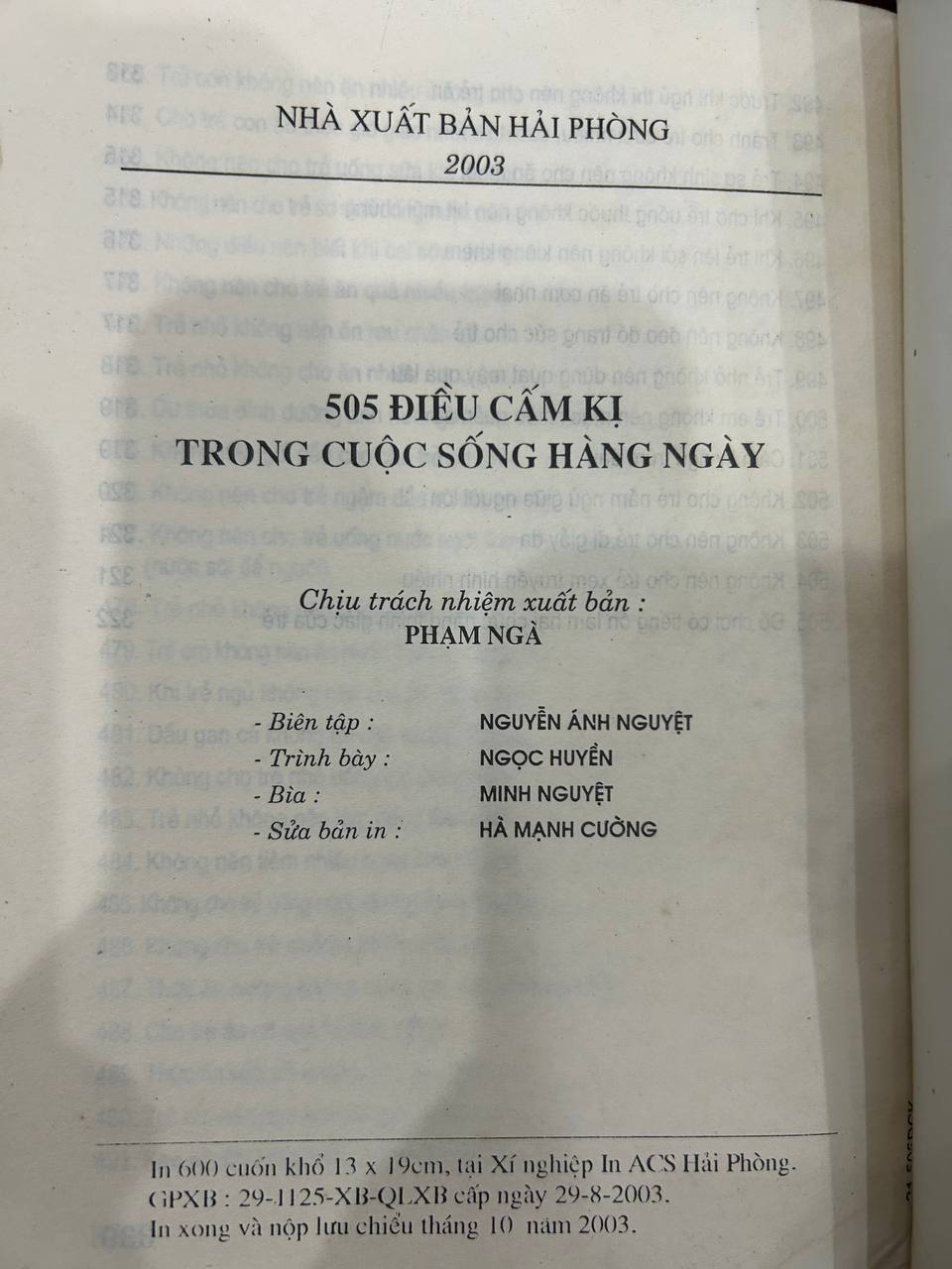 505 Điều Cấm Kỵ Trong Cuộc Sống Hàng Ngày - Đới Cát Lợi, Trương Cương - Đới Cát Lợi, Trương Cương - BT - Đới Cát Lợi, Trương Cương