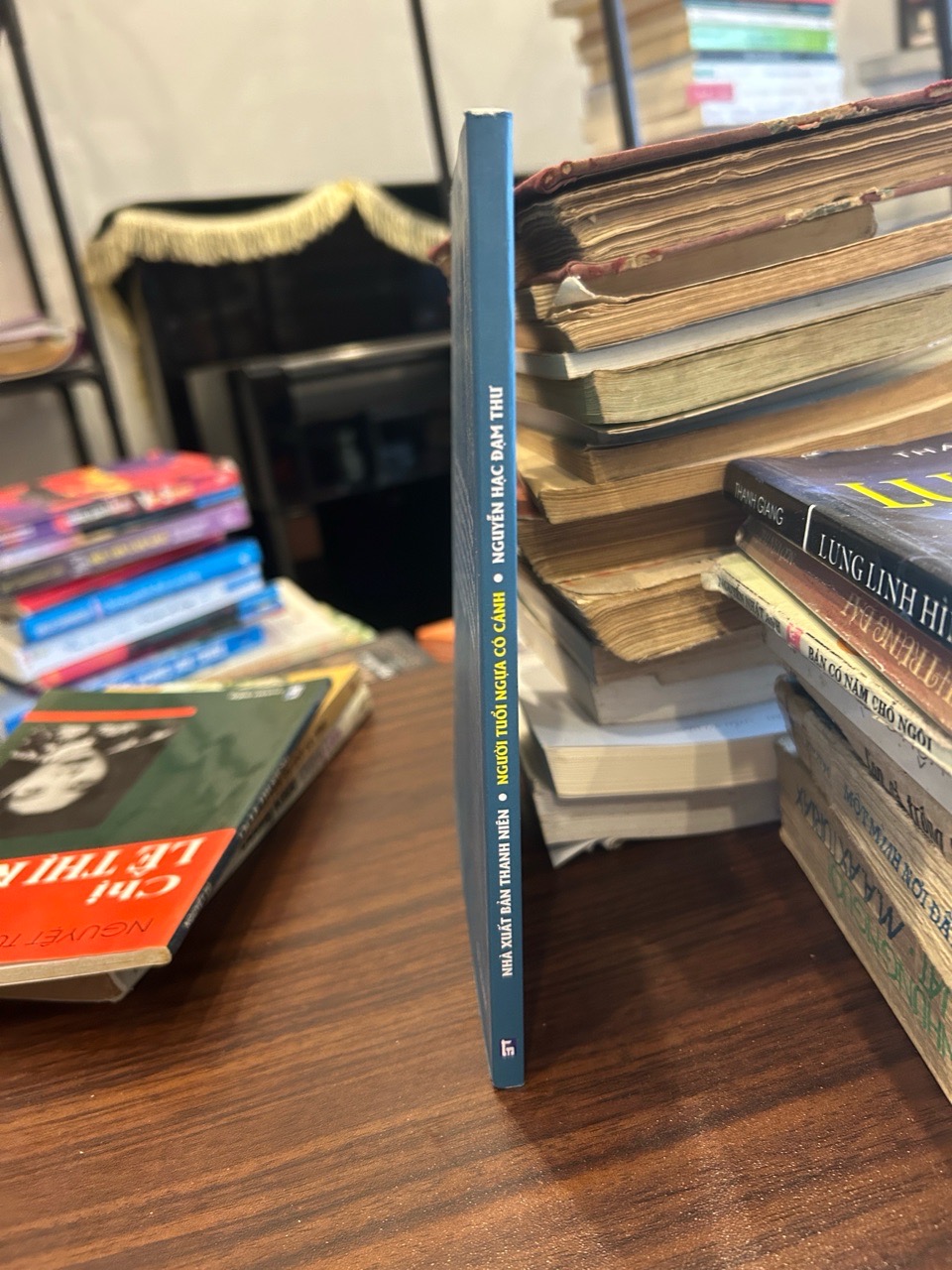 Chi tiết gáy và trang ruột sách Người tuổi ngựa có cánh- Nguyễn Hạc Đạm Thư trên Mecobooks