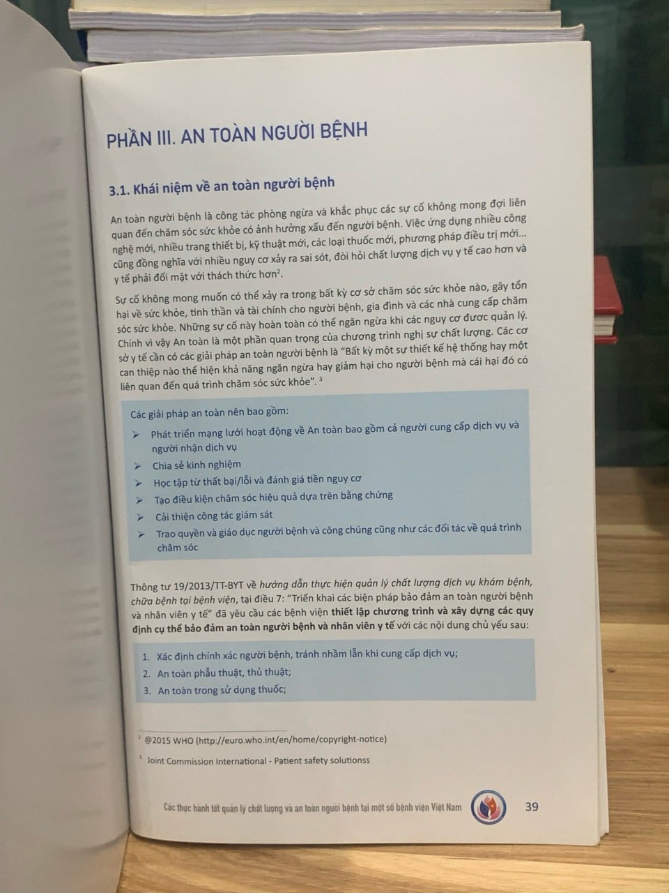 Các thực hành tốt quản lý chất lượng và an toàn người bệnh tại 1 số bệnh VN - Bộ y tế