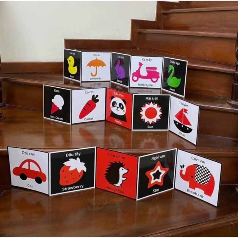 Thẻ Flashcard Kích Thích Thị Giác Cho Trẻ Sơ Sinh 0-1 Tuổi Zic Zắc - Ảnh thực tế 7