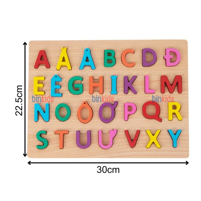Bảng chữ cái Tiếng Việt, bảng chữ cái gỗ nổi chữ và số cho bé, kích thước 30x22cm, giúp bé phát triển tư duy - Ảnh thực tế 5