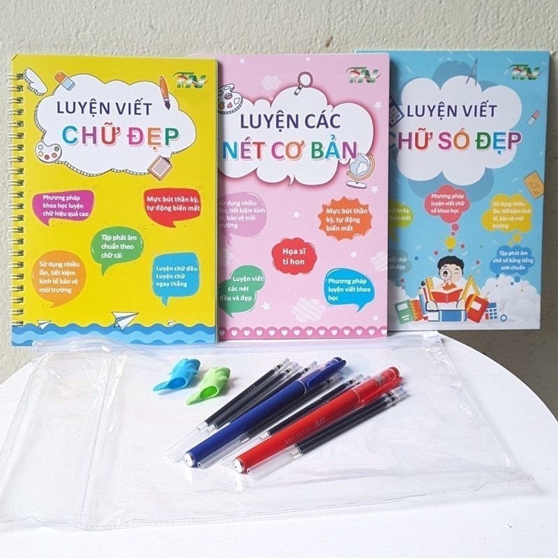 Combo 3 Vở Tập Viết Mực Tự Xóa Cho Bé – Luyện Viết Chữ Số & Nét Cơ Bản Dành Cho Trẻ Mầm Non, Tiểu Học LaLaHHome