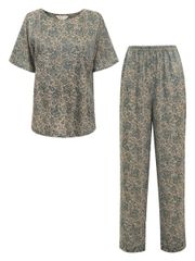 Hạnh Bộ đồ dài trung niên mặc hoa nhỏ, tay ngắn