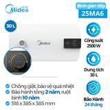  Bình nóng lạnh 30 lít Midea MWH30-25MA6(VN)W (Bình ngang) 