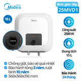  Bình nóng lạnh 15 lít Midea MWH15-25MVD1(VN)W (Bình vuông) 