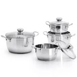  Bộ nồi Inox FiveStar 4 chiếc 03 đáy Nắp Kính FSB4001 16-18-20-24cm 