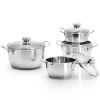  Bộ nồi Inox FiveStar 4 chiếc 03 đáy Nắp Kính FSB4001 16-18-20-24cm 