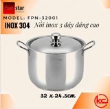  Nồi Inox FiveStars FPN32001, inox 304, 03 đáy, 32cm, nắp inox 