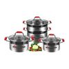  Bộ nồi Inox 3 chiếc 5 đáy HQSTAR HQ-226 nắp kính 