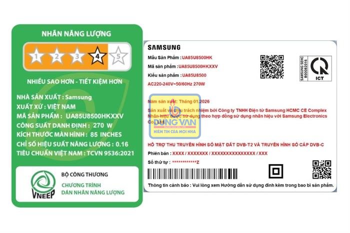 Smart tivi Crystal UHD Samsung AI 4K 85 inch UA85U8500H chính hãng Dũng Vân Quảng Ninh