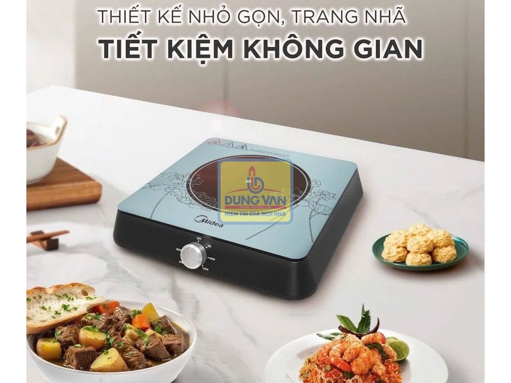 Bếp từ đơn Midea MI-K1923EF(B), 2000W, màu xanh chính hãng Dũng Vân Quảng Ninh