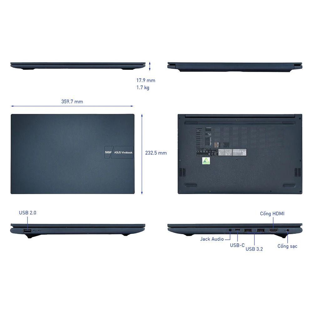 Laptop Asus Vivobook X1504VA-NJ070W (i5-1335U/ Onboard graphics/ 16GB/ 512GB/ Windows 11)