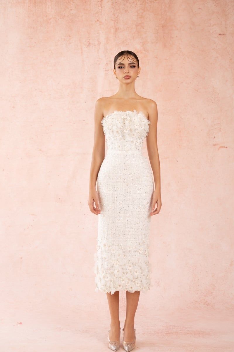  3D Floral Tweed Dress 