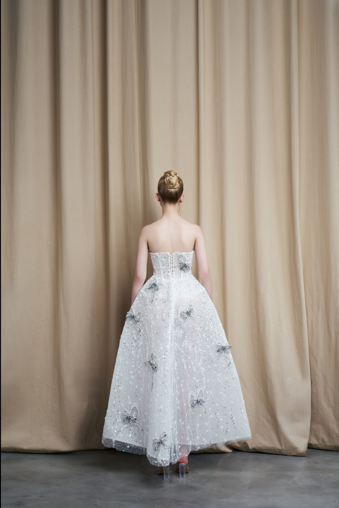  Strapless Embroidered Tulle Ball Gown 