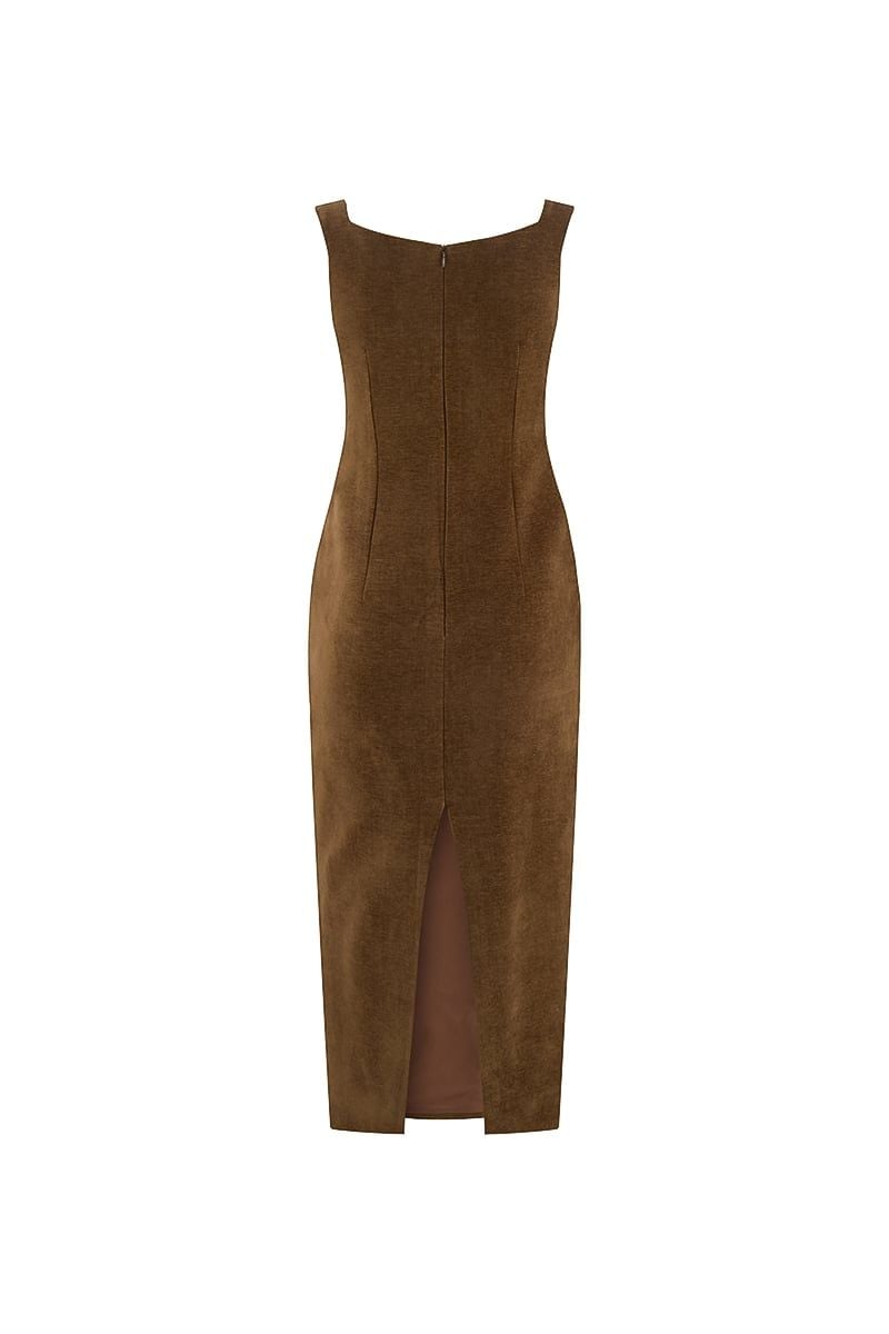  BROWN BODY-STYLE EVENING DRESS 