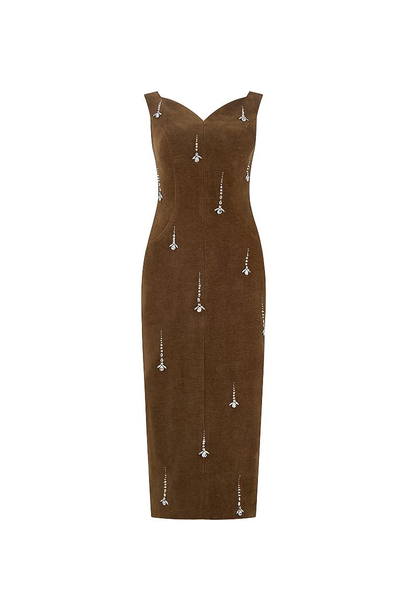  BROWN BODY-STYLE EVENING DRESS 