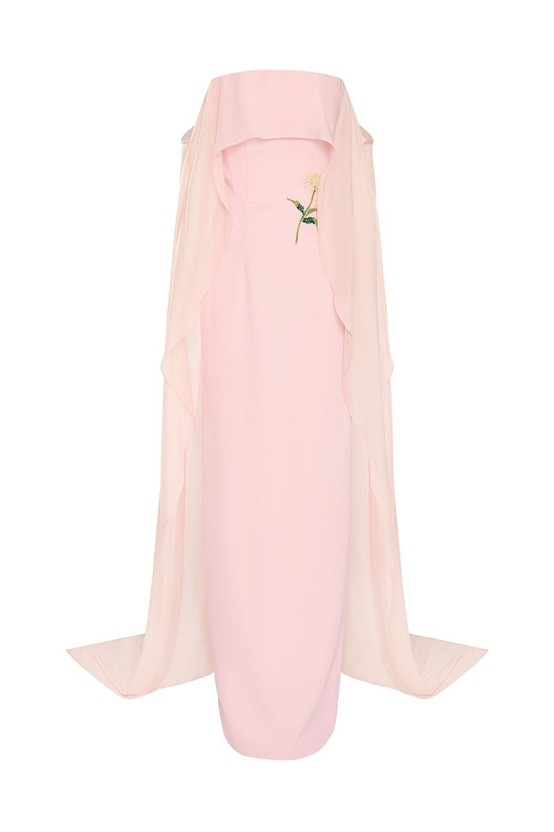  Camille Cape-Shoulder Gown 