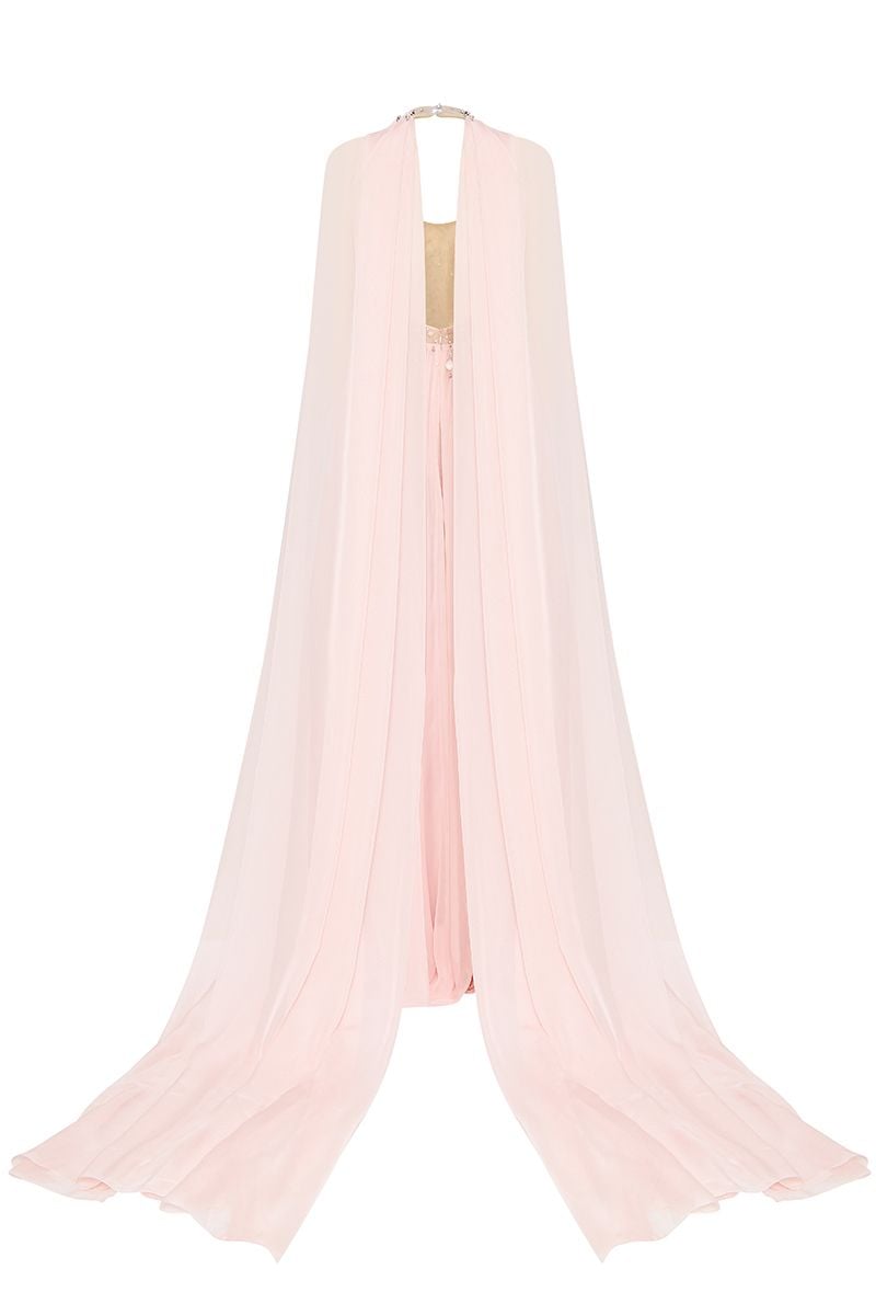 Seraphina Embellished Chiffon Gown with cape 