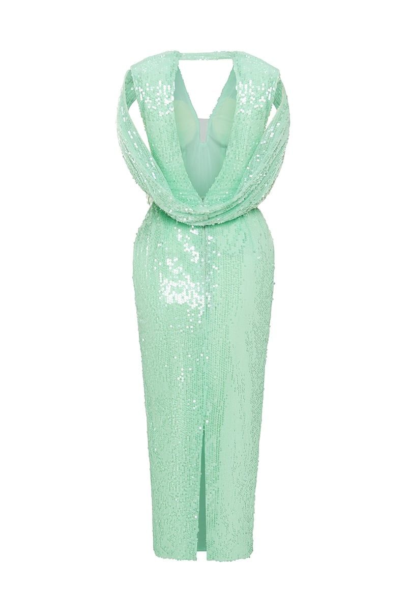  Luna Sequin Cape-Sleeve Dress 
