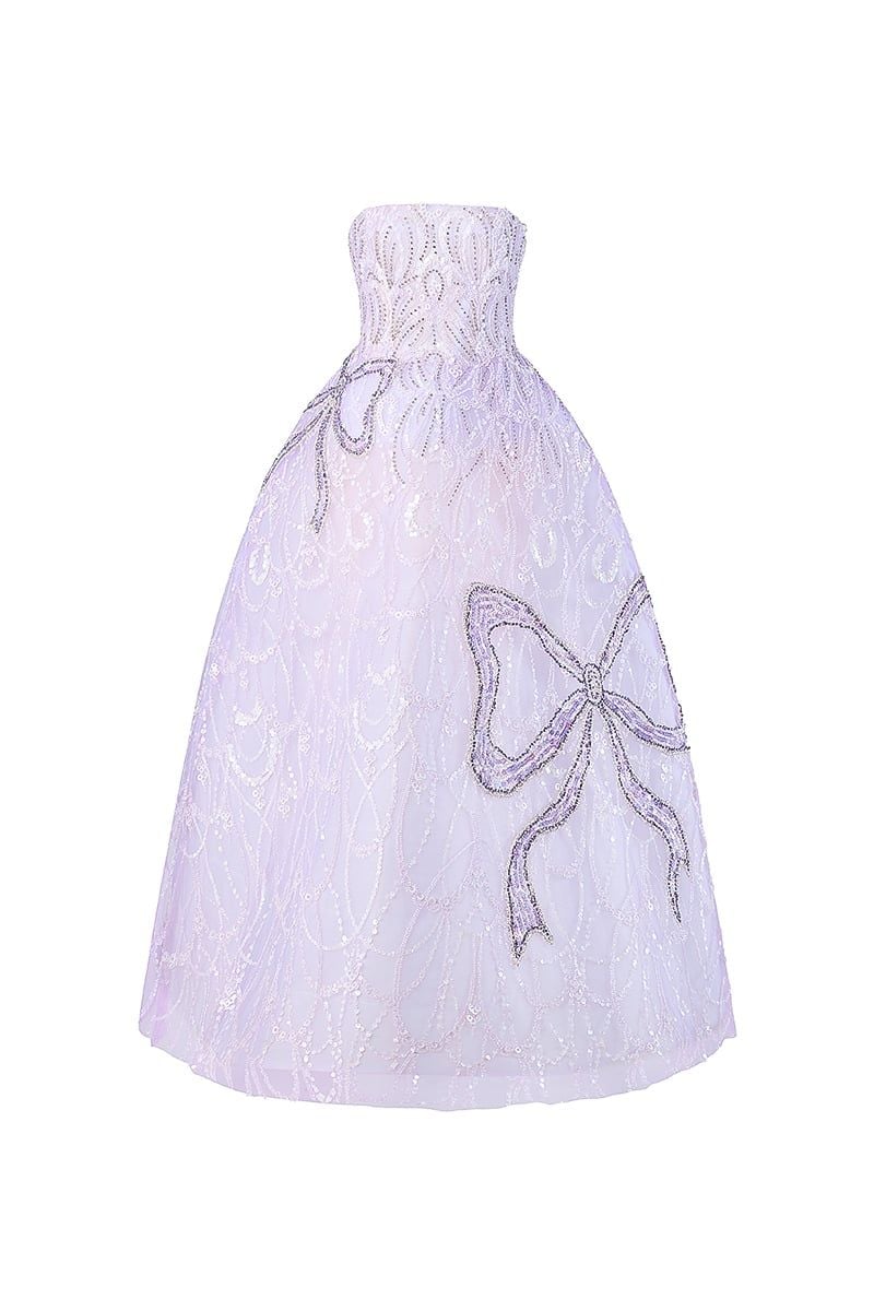  Strapless Lilac Tulle Ball Gown 