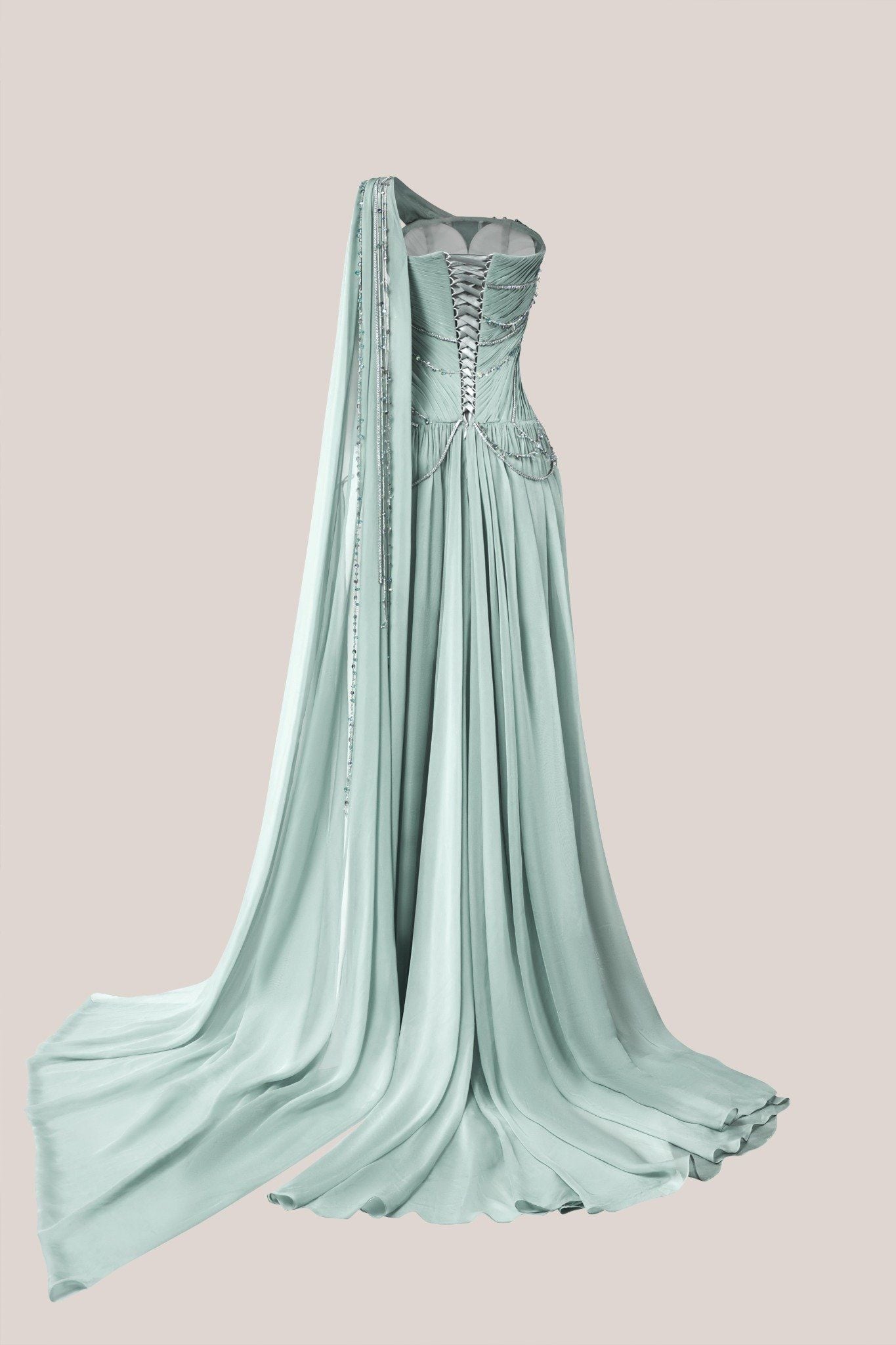  Blue grey silky gown 