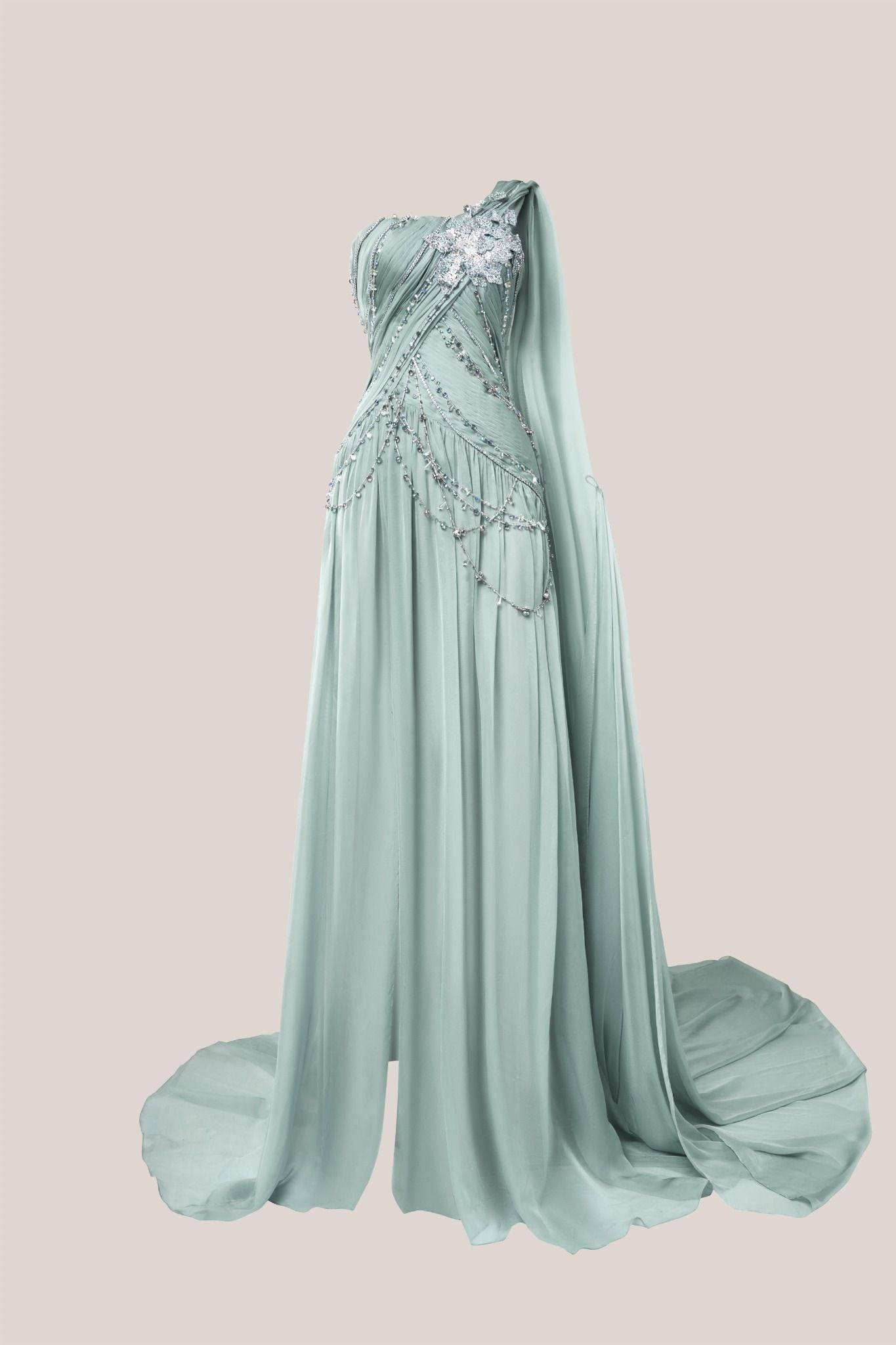  Blue grey silky gown 