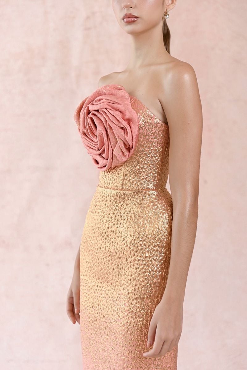  Brocade 3D Floral Dress 