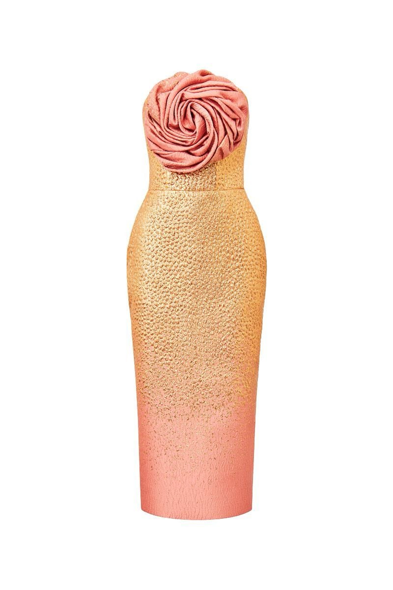  Brocade 3D Floral Dress 