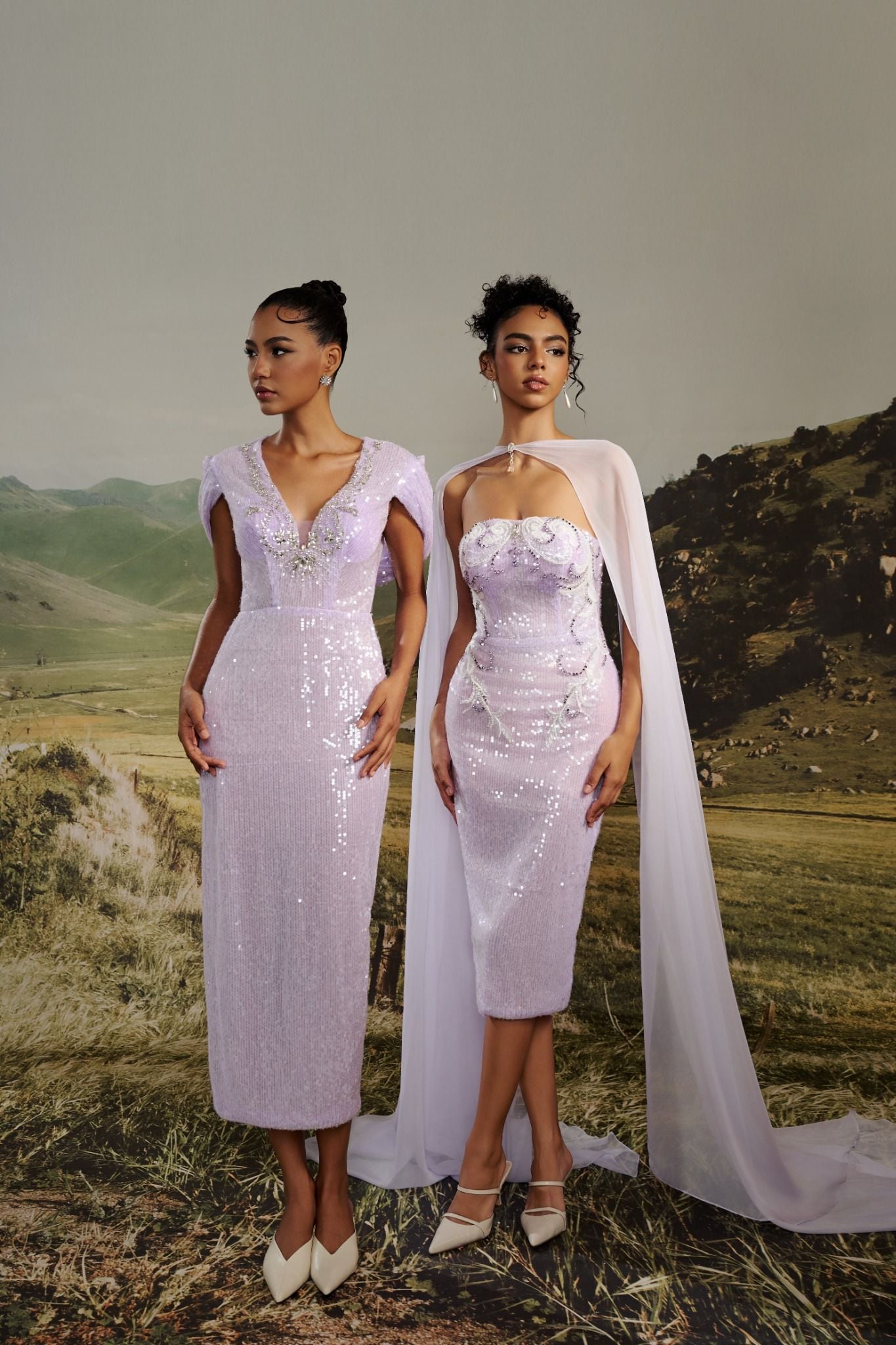  Isolde Sequin Dress with cape 