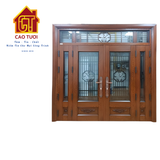  Cửa thép vân gỗ 5D cánh kính 