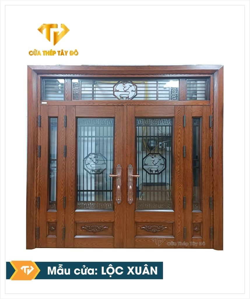  Cửa Thép vân Gỗ Nổi 5D “LỘC XUÂN” 