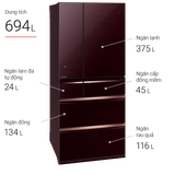  Tủ lạnh MR-WX70C-BR 694L 6 cửa Made In Japan MITSUBISHI ELECTRIC 
