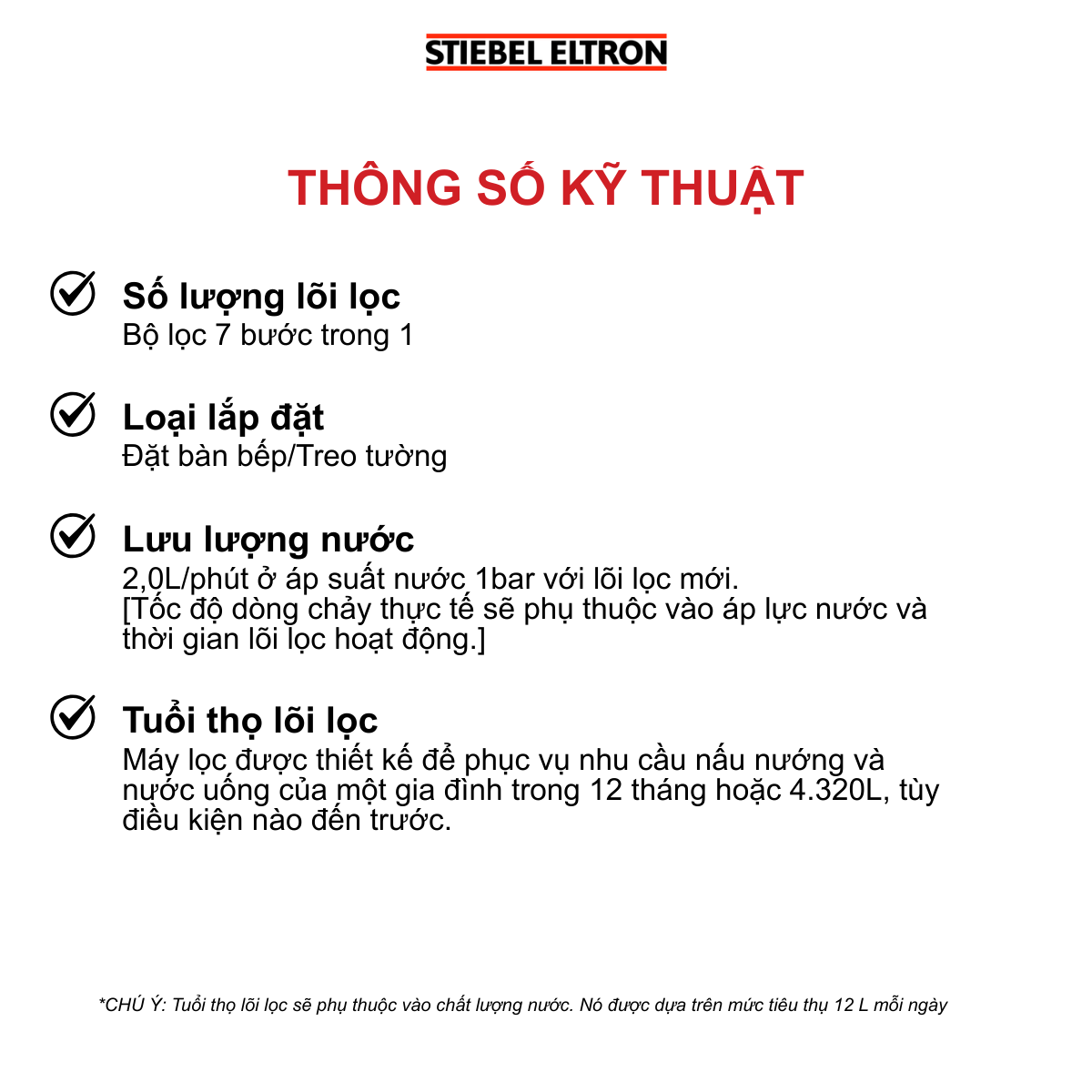  Máy lọc nước Fountain 7S 1 lõi công nghệ lọc sợi rỗng UF STIEBEL ELTRON 