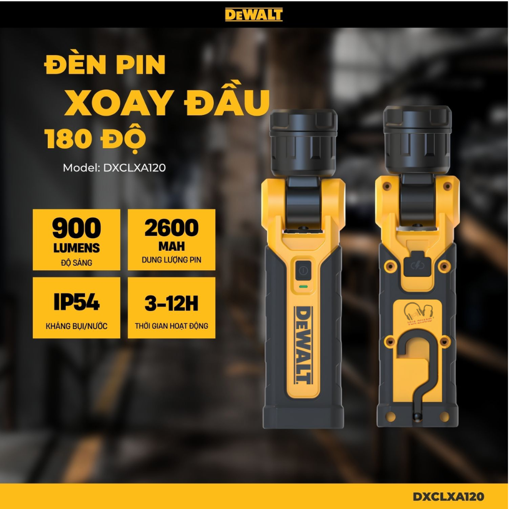 Đèn pin Dewalt DXCLXA120 900 lumens