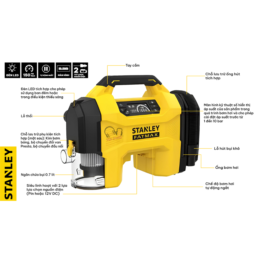 Máy hút thổi bụi, bơm hơi Stanley SXVI02001